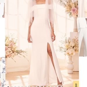 New with tags off the shoulder white Lulu’s wedding dress